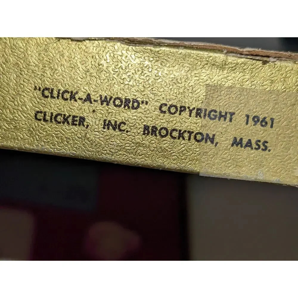 Vintage 1961 Click A Word  Board Game Clicker Inc. Rare Word Game Collectible